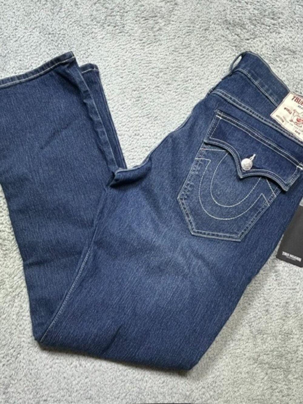 True Religion Ricky Jeans Men's 34x34 Dark Lunar Shadow SN Flap Straight Leg NEW